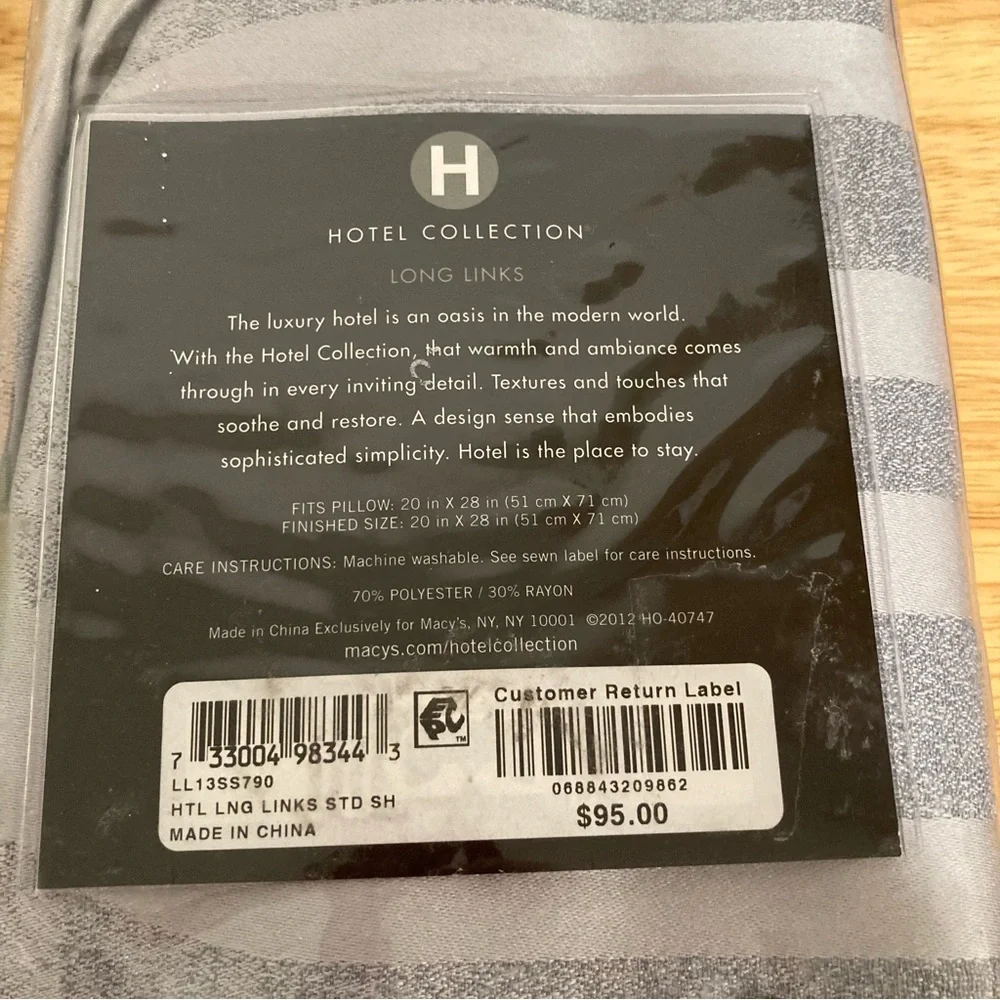 Hotel Collection Long Links Silver Standard Pillowsham New Old Stock
